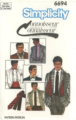 Simplicity 6694 Bias Ties, Butterfly Bowtie, Ascot, Cummerbund, Scarf UC Pattern