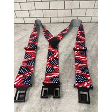 Perry Suspenders Men OS Red American Flag USA Made Hook Belt Clip Y-Back