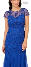 ADRIANNA PAPELL MAXI DRESS/LINED/RETAIL$229/SIZE 12/NEW W TAG/Sapphire