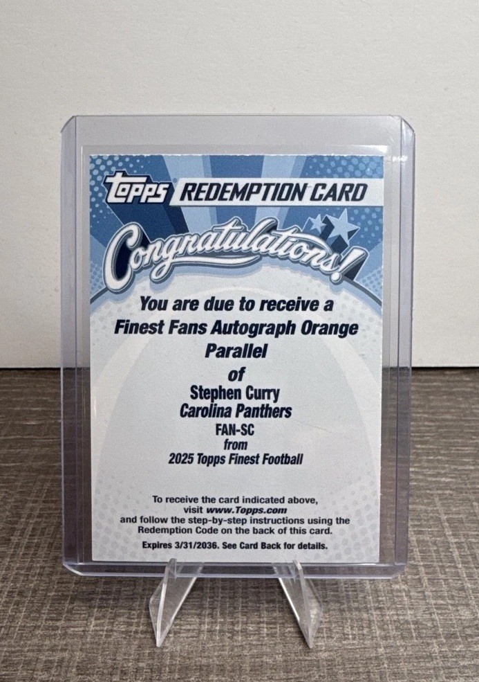 Stephen Curry #FAN-SC Football Cards 2025 Topps Finest Fans Autograph trading card — raw and PSA graded price guide