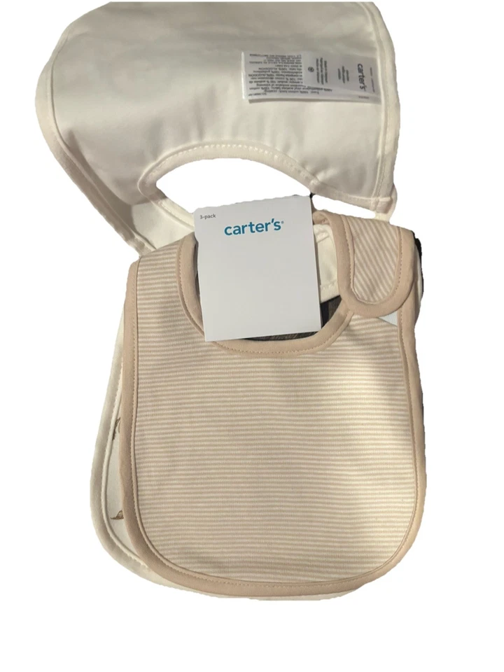 Carters Pack Of 3 Waterproof Bibs Gender Neutral Frog Brown - Image 2 of 4