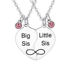 2pc Sister Necklace Set Big Sis Little Sis Gifts Best Friends Necklace For Women