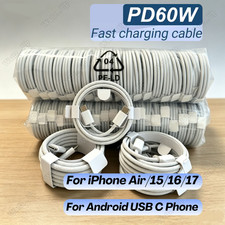 USB-C to USB-C Fast Charger Cable Lot Type C Cord For iPhone16 15 17 Air Samsung