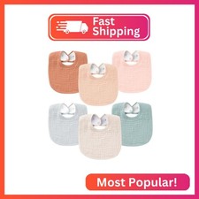 Konssy 6-Pack Muslin Baby Bibs for Boys  Girls, Soft Cotton Absorbent Bandana D