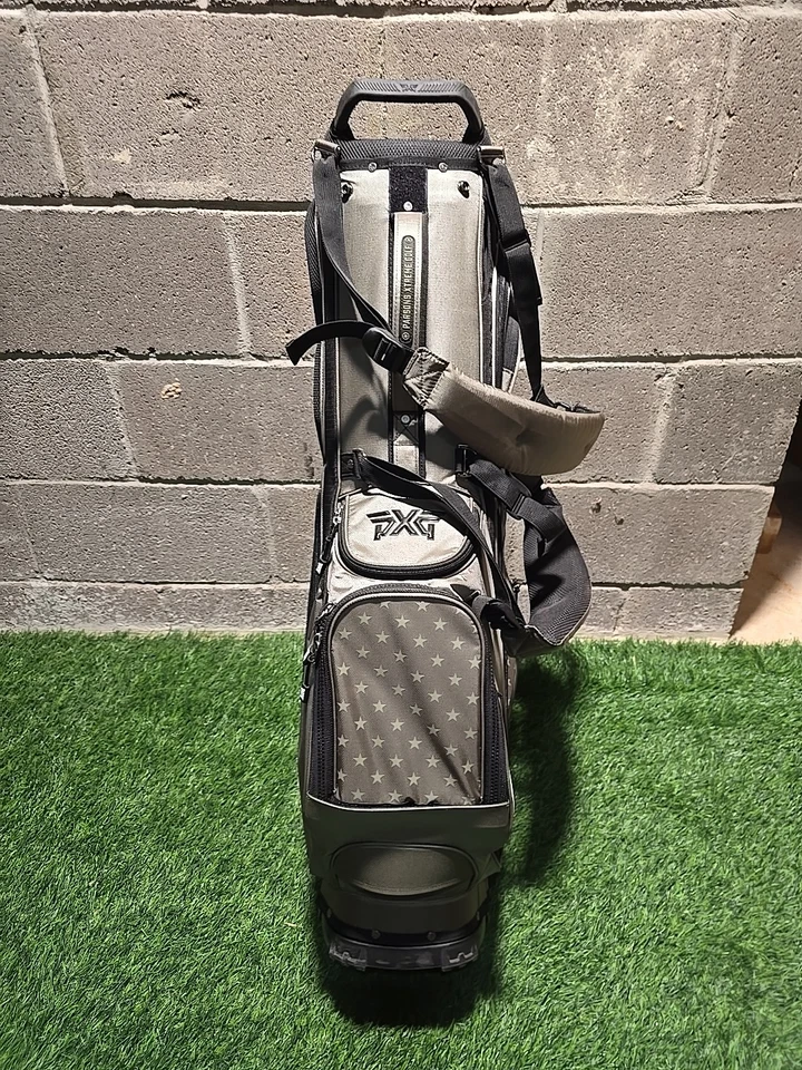Bolso de pie PXG verde diseño bandera americana como nuevo 4 vías con cubierta de lluvia 35" de alto B#2 Foto 3 de 4