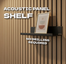 Acoustic Wall Panel Shelf - 20cm wide with lip and screwless fixing