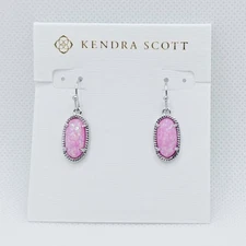 New Kendra Scott Lee Silver Drop Earrings In Carnation Pink Opal