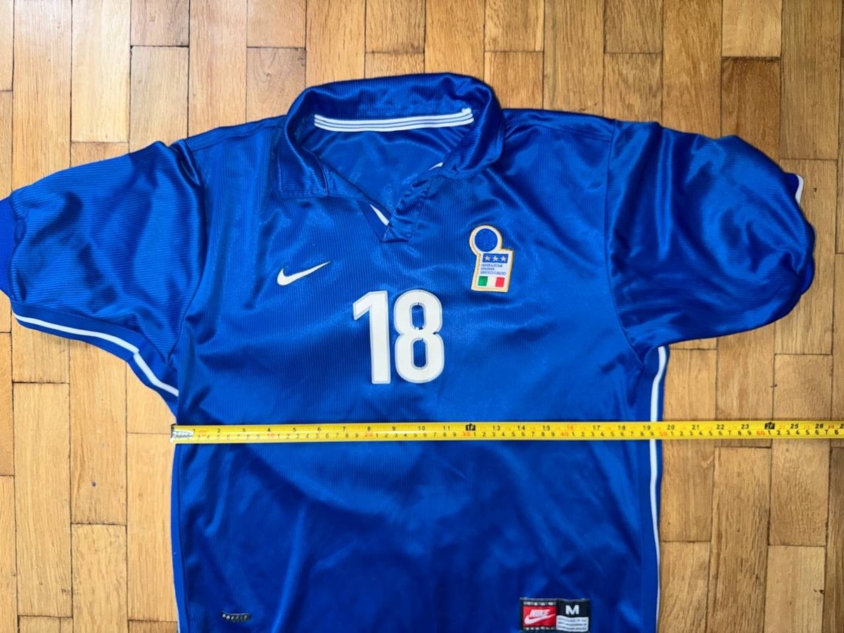 NIKE Baggio 1998-2000 Italy Soccer Team Jersey 90s Blue Soccer