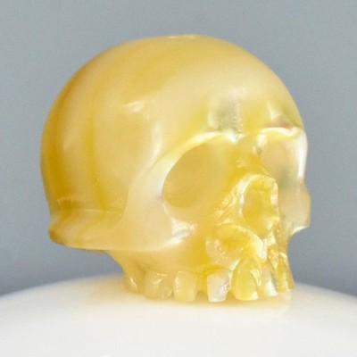 12.13mm Hand-Carved Mother of Pearl Shell Human Skull Bead Vertical Drill 2.01g