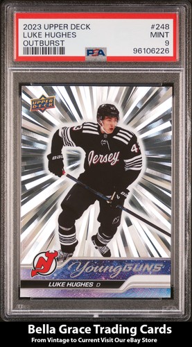 2023 Upper Deck Luke Hughes #248 New Jersey Devils Outburst PSA 9 NHL Hockey