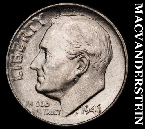 1946-D Roosevelt Dime- Silver- Choice Gem Brilliant Uncirculated No Reserve #J16
