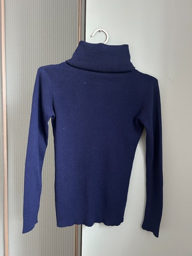 Saint Laurent, Vintage 60s Saint Laurent Women’s Navy Wool Turtleneck Sweater Pullover Size S