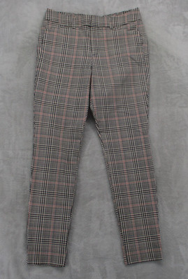 Old Navy Pixie Pants Womens 6 Petite Black White Houndstooth Plaid High Rise