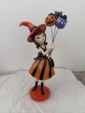 NWT Viral Bella Lux Halloween Witch Girl Figure Holding Balloons Decor 15  
