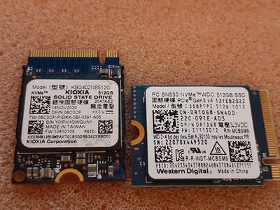 LOT OF (2) NVMe 512GB M.2 PCIe Internal SSD KIOXIA/WD