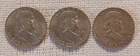 1963-D Ben Franklin 90% Silver Half-Dollars lot of 3