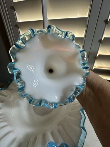 Vintage 1950’s Fenton Aqua Crest Bowl Candy Bonbon With Extra - Picture 11 of 12