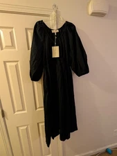 Mara Hoffman  Black Midi Dress with Puff Sleeve