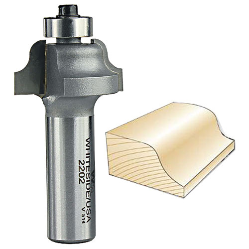Whiteside Roman Ogee Bit, 1/2 in. SH x 5/32 in. R 2202