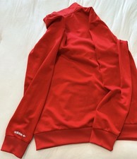 adidas Originals teens Red Full Zip Track Jacket Size S Polyester Knit