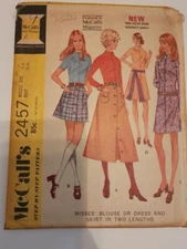 McCall's Sewing Pattern #2457 Misses' Blouse or Dress Skirt in 2 lengths Size 14