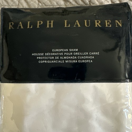 RALPH LAUREN SPENCER BORDER SATEEN EURO SHAM CORNFLOWER BLUE/WHITE NIP - Picture 2 of 5