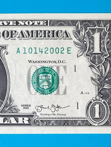 October 14, 2002 : A 10142002 E BIRTHDAY Note $1 One Dollar Bill *UNC*