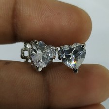 925 Sterling Silver 2.00Ct Cubic Zirconia Heart Shape Stud Earrings V-Day Offer