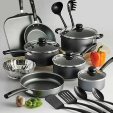 Nonstick 18 Piece Cookware Set In Steel Gray To Cook All Your Delicious Food