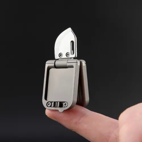 Mini Titanium Pocket Folding D2 Blade Knife Portable Outdoor Travel EDC Keychain - Picture 4 of 11