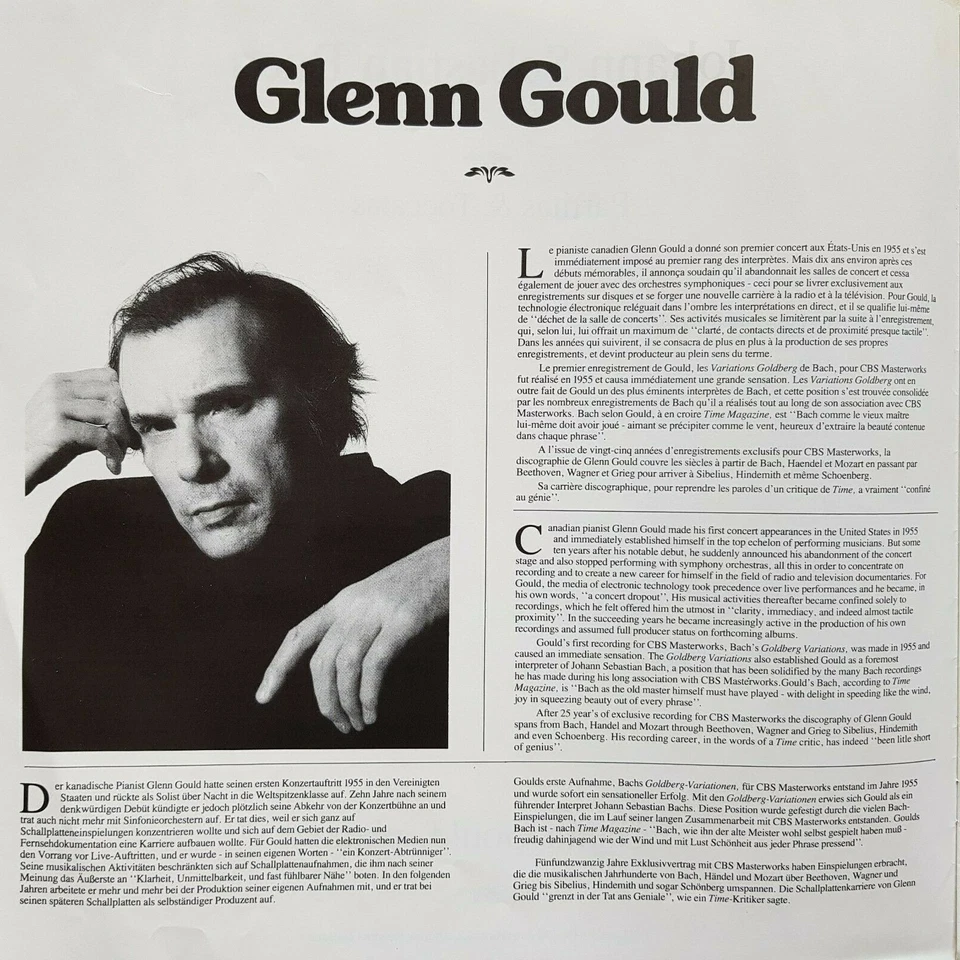 Booklet/Liner Notes/Insert for CBS Box set 79409,Gould:JS Bach Partitas/Toccatas - Image 2 of 4