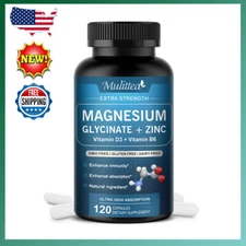 Magnesium Glycinate 500mg 120 Capsules For Sleep Stress Relief Support Bone Lot