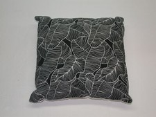 Indoor Throw Pillow  Black  White Tropical Leaves  12 x 12  NEW 