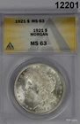 1921 MORGAN SILVER DOLLAR ANACS CERTIFIED MS63 FROSTY! NICE! #12201