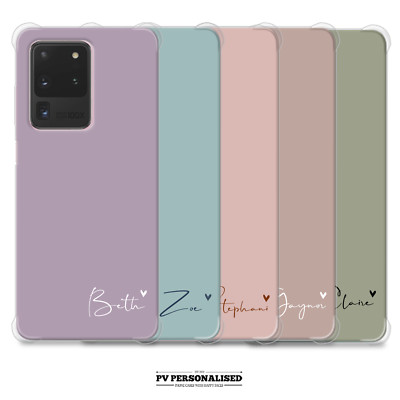 Personalisierte Pastell Handy Hülle Name Silikon Cover für Samsung S21 S20 S10 S9 S7