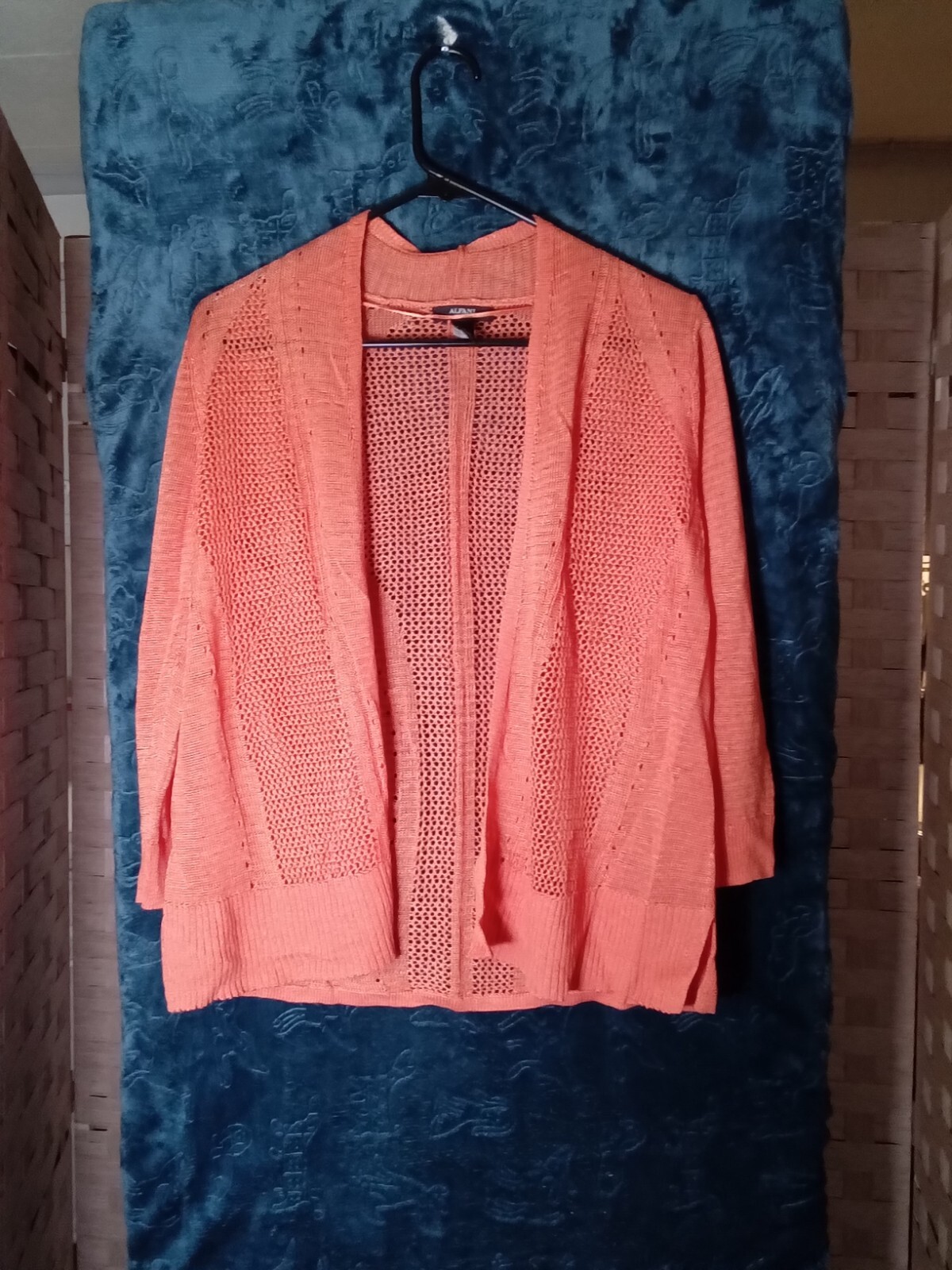 Women's Salmon Color Long Sleeve Open Front Close Knitted Sweater B1