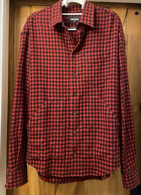 Dsquared2 Woman s Red Plaid Wool Shirt Jacket Made In Italy -Small/40 NWT