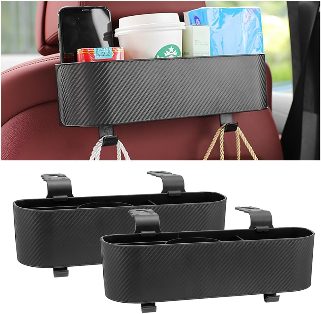 2PCS Car Headrest Backseat Organizer with Cup Holder, Seat Back