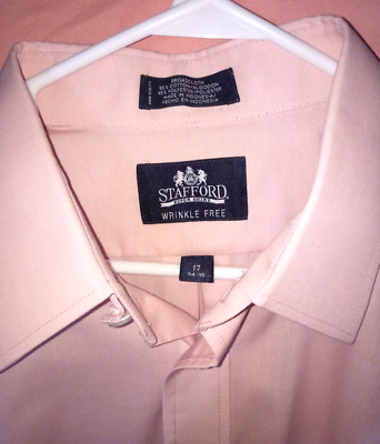 salmon dress shirt with tie Men's White Collared French Cuffed Salmon Pink Coral Color Shirt With Tie Hanky Cufflink Set Dress S or Small
