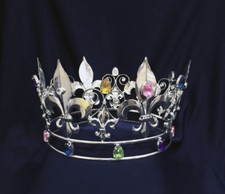 Kings Crown Crystal Rhinestones  Color Rhinestones With Silver Plated .5" Tall