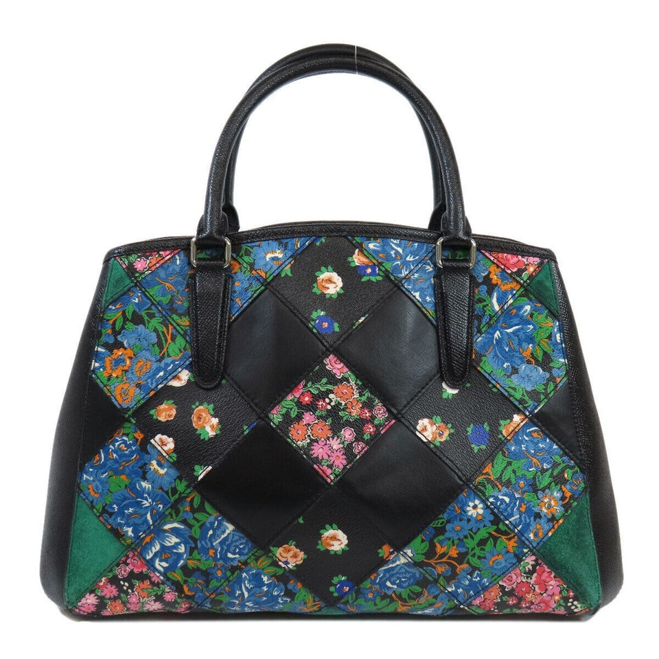 Auth COACH Women purses bag Japan Used F57519 Flower 2Way Handbag Pvc