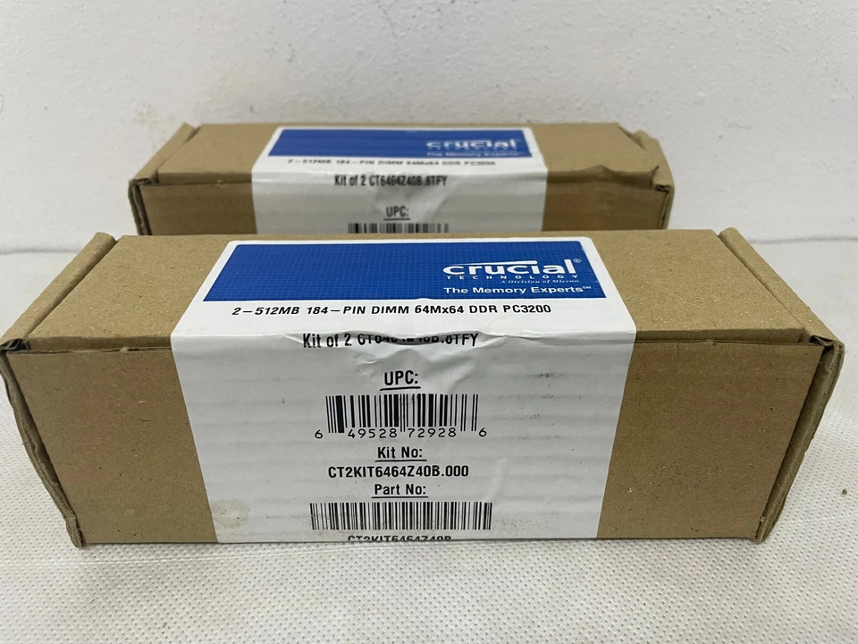 Crucial CT6464Z40B 2x512MB 1Rx8 PC3200 400MHz CL3 DDR Memory - Image 2 of 4