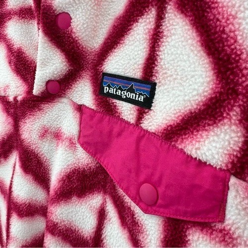 Patagonia Synchilla Tie Die Snap Pullover Pink Diamond XS Womens *READ* - Picture 9 of 13