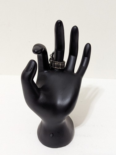 Oversized Fashion Red Rhinestone Silver Statement Cocktail Stretch Ring  - Picture 4 of 6