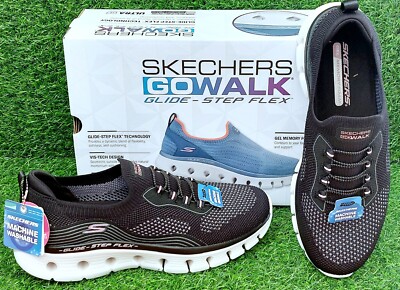 Skechers - GO WALK GLIDE STEP FLEX - schwarze Damen Sneaker BRANDNEU Größe 7