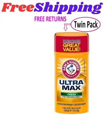 ARM HAMMER ULTRA MAX Deodorant- Fresh- Solid - 2.6 Oz- Twin Pack