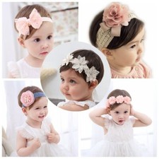 Fabric Floral Hair Headbands - Pink Cotton Hairband Kids Headwear Accessories