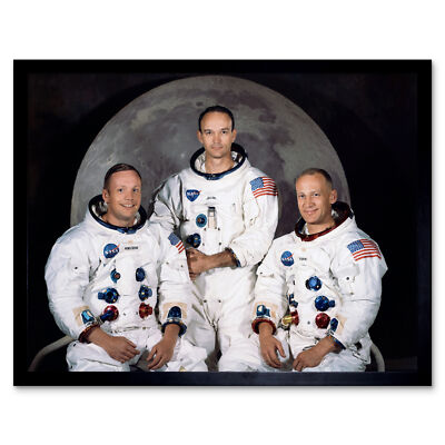 Space NASA Apollo 11 Crew Armstrong Collins Aldrin Wall Art Print Framed 12x16