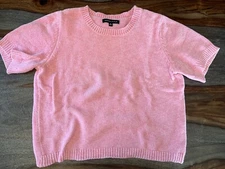 Kendall & Kylie Bubblegum Pink Chenille Cropped Short Sleeve Sweater Y2K  Size S