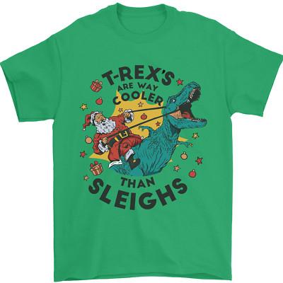 T-Rex Cooler than Sleighs lustiges Weihnachten Herren T-Shirt 100% Baumwolle